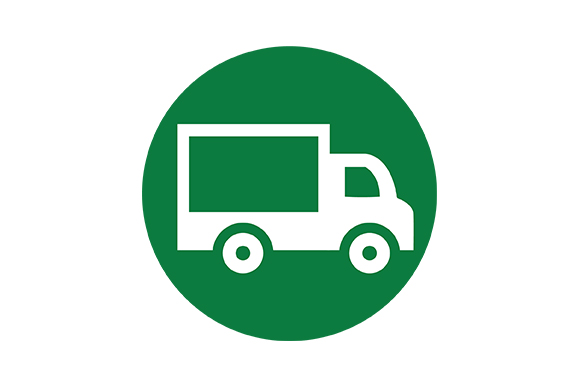 Green Background Icon of a Delivery Truck