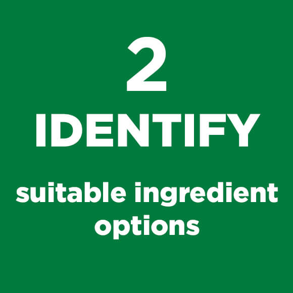 Green Square with Identify Most Suitable Ingredients Text