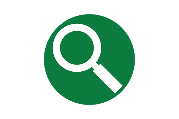 Green Background Icon of a Magnifying Glass