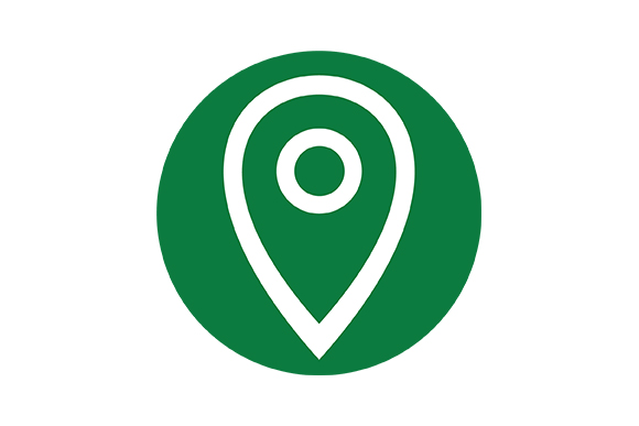 Green Background Icon of Location