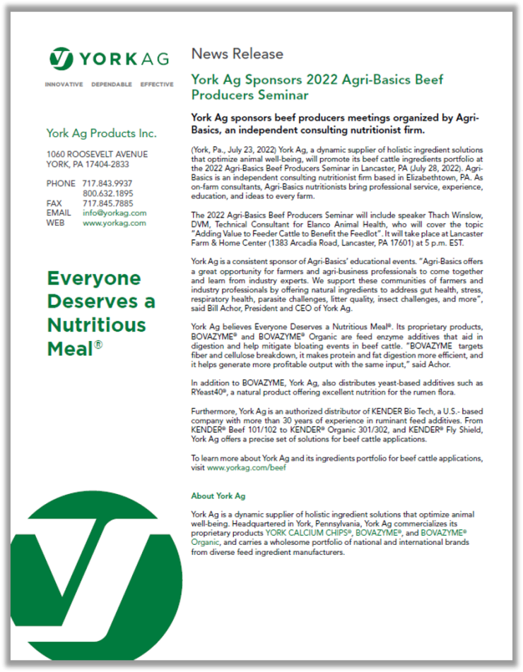 PDF version of York Ag Sponsorhip News of Beef Producers Seminar