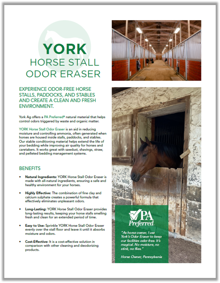 YORK Horse Stall Odor Eraser Sales Sheet